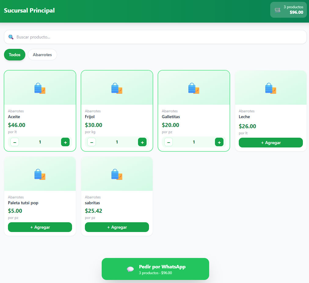 Catálogo digital en celular para que los clientes hagan pedidos por WhatsApp